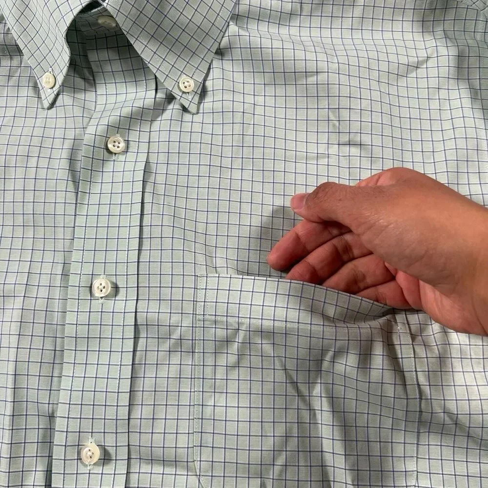 Vintage Brooks Brothers 346 Shirt Men 17.5-4/5 Plaid Slim Fit Classiccore Pocket - Picture 3 of 16